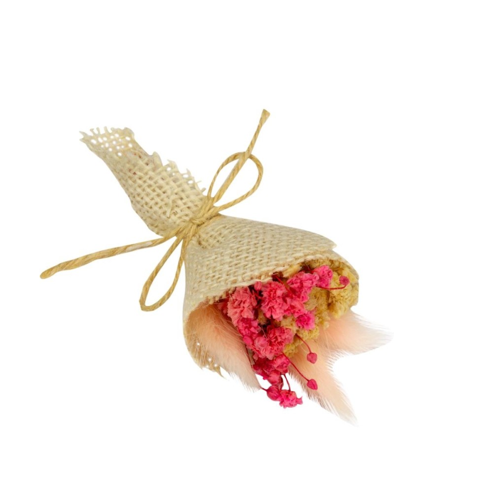 BOUQUET YUTA CON PAMPAS cm6x10h ROSA ANTICO